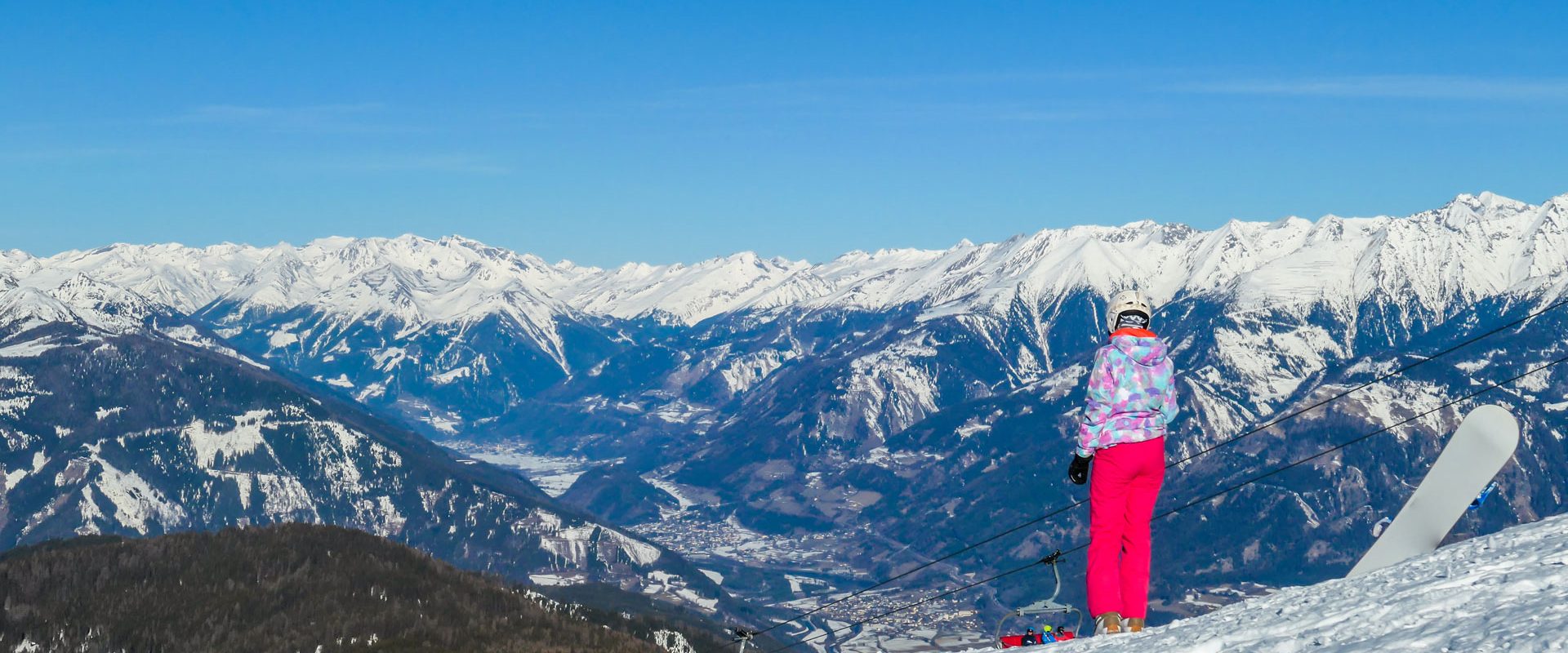 Schigebiet Goldeck mit Blick auf das Mölltal